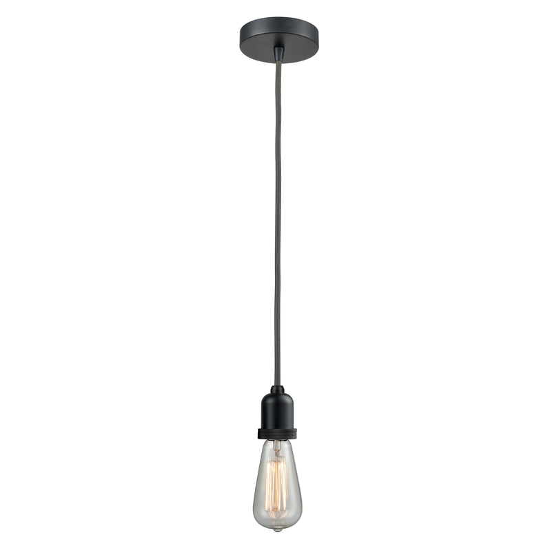 Bare Bulb Mini Pendant shown in the Matte Black finish