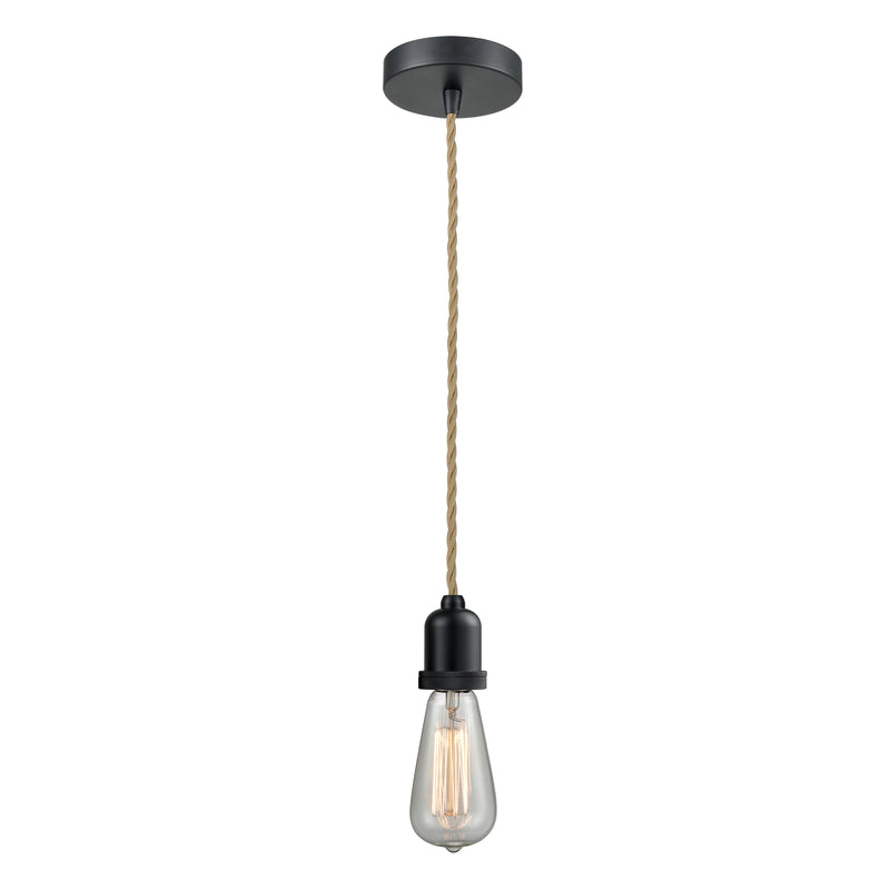 Bare Bulb Mini Pendant shown in the Matte Black finish