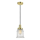 Canton Mini Pendant shown in the Gold finish with a Seedy shade