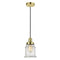 Canton Mini Pendant shown in the Gold finish with a Seedy shade