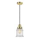 Canton Mini Pendant shown in the Gold finish with a Seedy shade