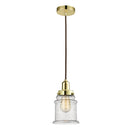 Canton Mini Pendant shown in the Gold finish with a Seedy shade