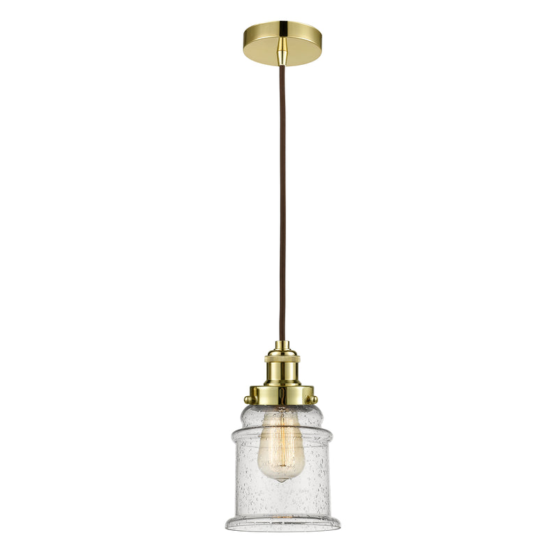 Canton Mini Pendant shown in the Gold finish with a Seedy shade