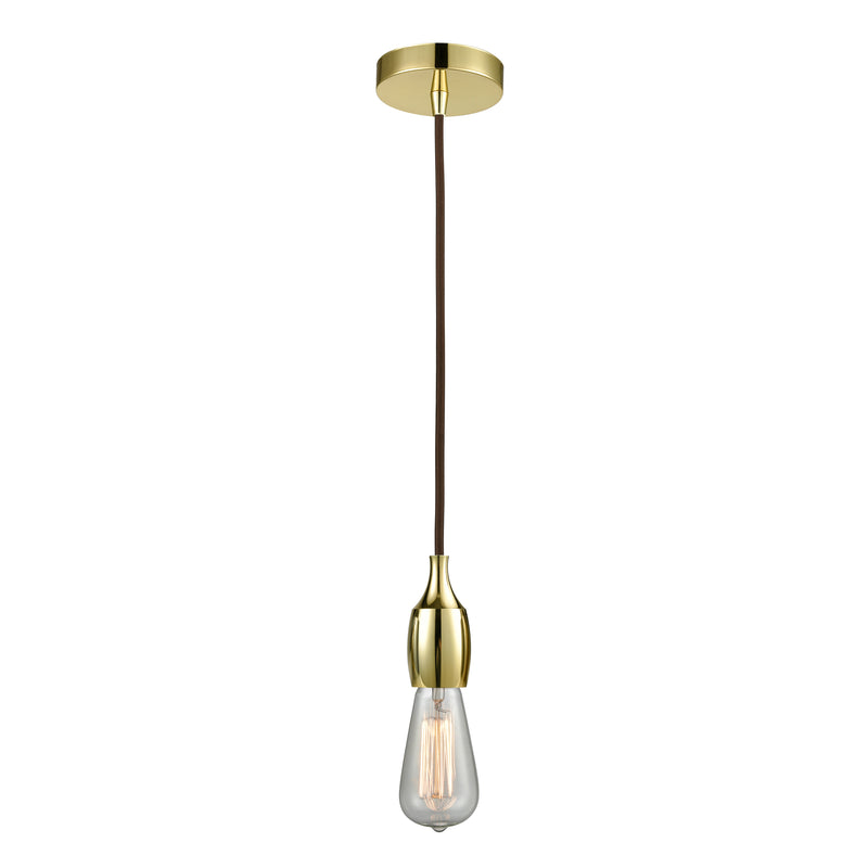 Bare Bulb Mini Pendant shown in the Gold finish