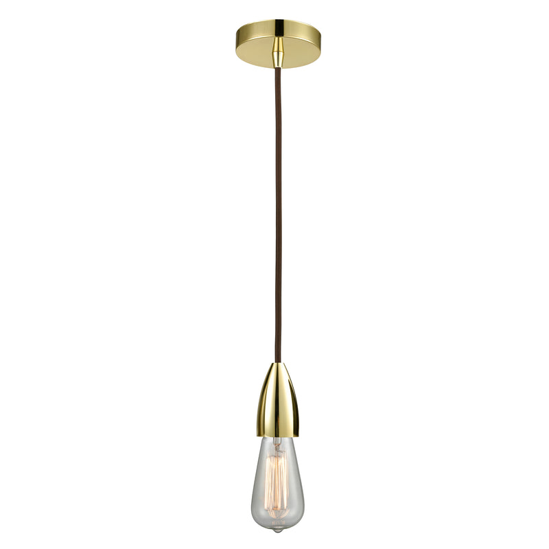 Bare Bulb Mini Pendant shown in the Gold finish