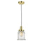 Canton Mini Pendant shown in the Gold finish with a Seedy shade