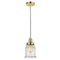 Canton Mini Pendant shown in the Gold finish with a Seedy shade