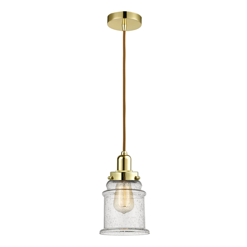 Canton Mini Pendant shown in the Gold finish with a Seedy shade