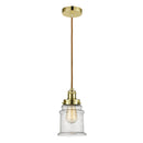 Canton Mini Pendant shown in the Gold finish with a Seedy shade