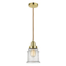 Canton Mini Pendant shown in the Gold finish with a Seedy shade