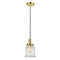 Canton Mini Pendant shown in the Gold finish with a Seedy shade