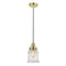 Canton Mini Pendant shown in the Gold finish with a Seedy shade