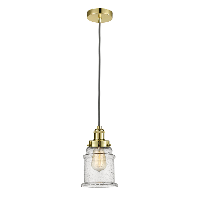 Canton Mini Pendant shown in the Gold finish with a Seedy shade