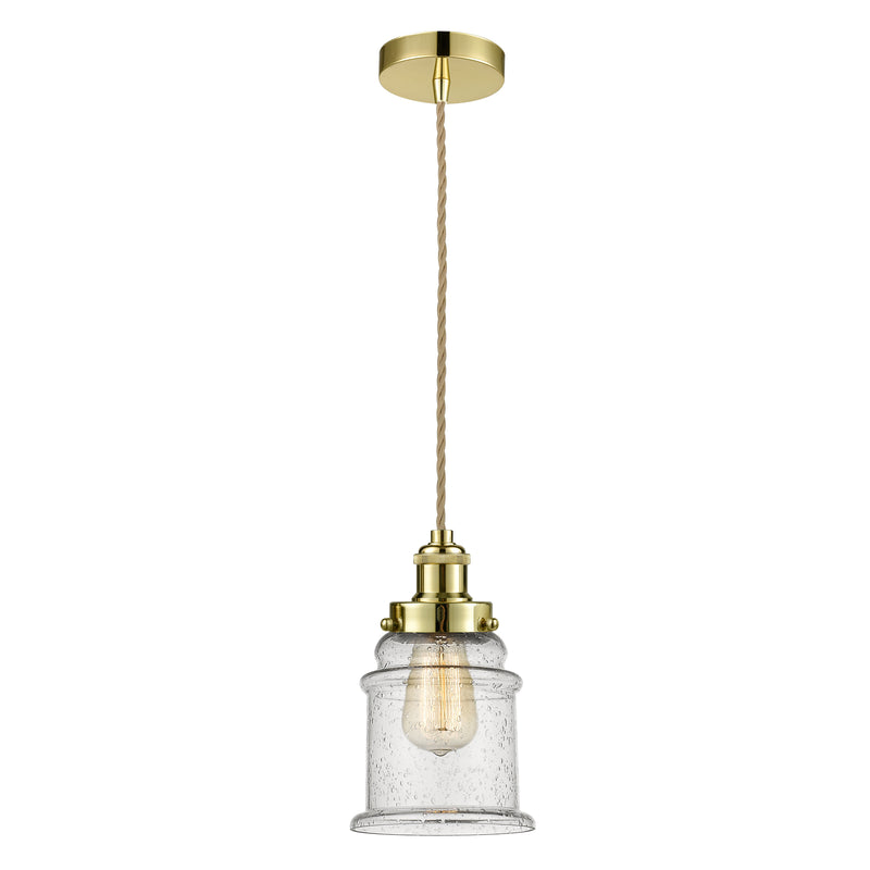 Canton Mini Pendant shown in the Gold finish with a Seedy shade