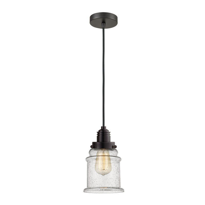 Canton Mini Pendant shown in the Oil Rubbed Bronze finish with a Seedy shade