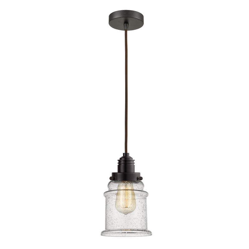 Canton Mini Pendant shown in the Oil Rubbed Bronze finish with a Seedy shade