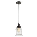 Canton Mini Pendant shown in the Oil Rubbed Bronze finish with a Seedy shade