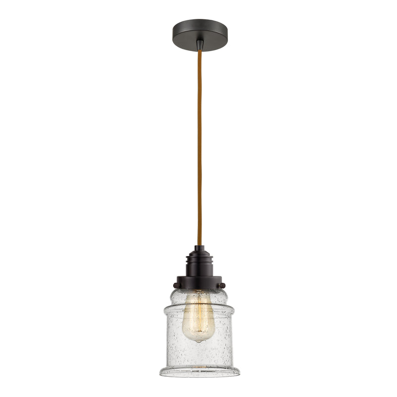 Canton Mini Pendant shown in the Oil Rubbed Bronze finish with a Seedy shade