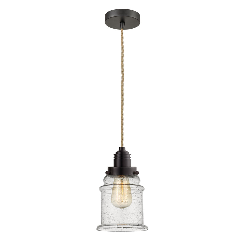 Canton Mini Pendant shown in the Oil Rubbed Bronze finish with a Seedy shade