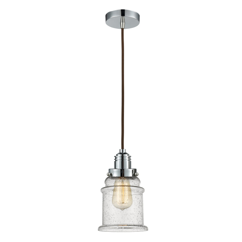 Canton Mini Pendant shown in the Polished Chrome finish with a Seedy shade