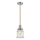 Canton Mini Pendant shown in the Polished Chrome finish with a Seedy shade