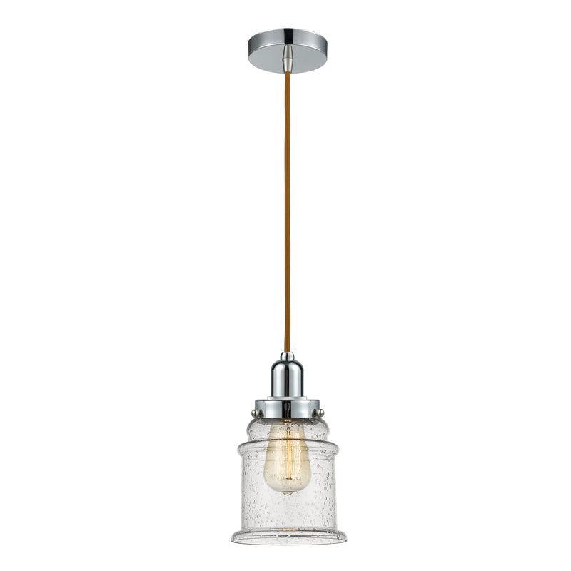 Canton Mini Pendant shown in the Polished Chrome finish with a Seedy shade