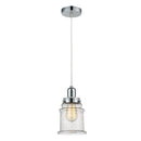 Canton Mini Pendant shown in the Polished Chrome finish with a Seedy shade