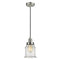 Canton Mini Pendant shown in the Satin Nickel finish with a Seedy shade