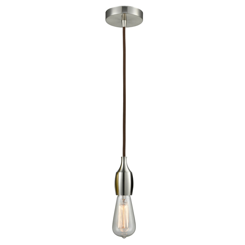 Bare Bulb Mini Pendant shown in the Satin Nickel finish