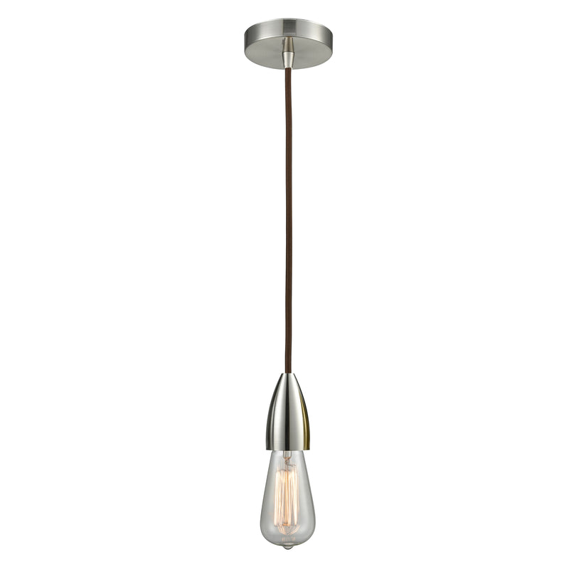 Bare Bulb Mini Pendant shown in the Satin Nickel finish