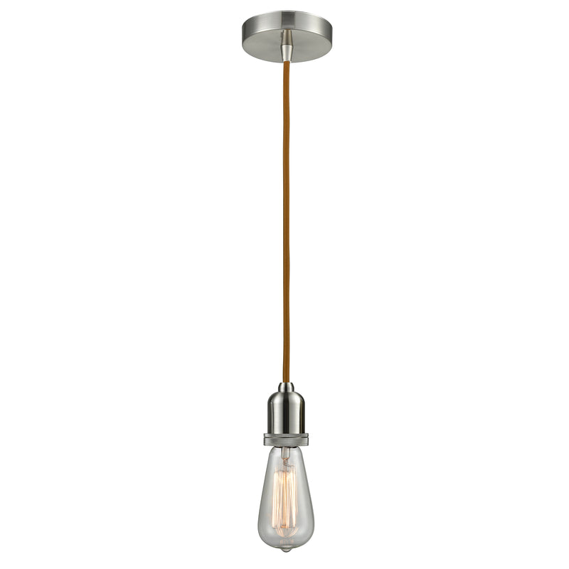 Bare Bulb Mini Pendant shown in the Satin Nickel finish