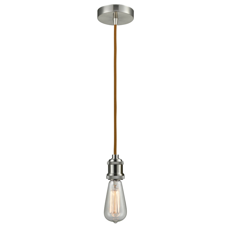 Bare Bulb Mini Pendant shown in the Satin Nickel finish