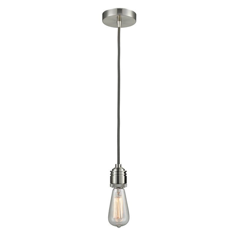 Bare Bulb Mini Pendant shown in the Satin Nickel finish