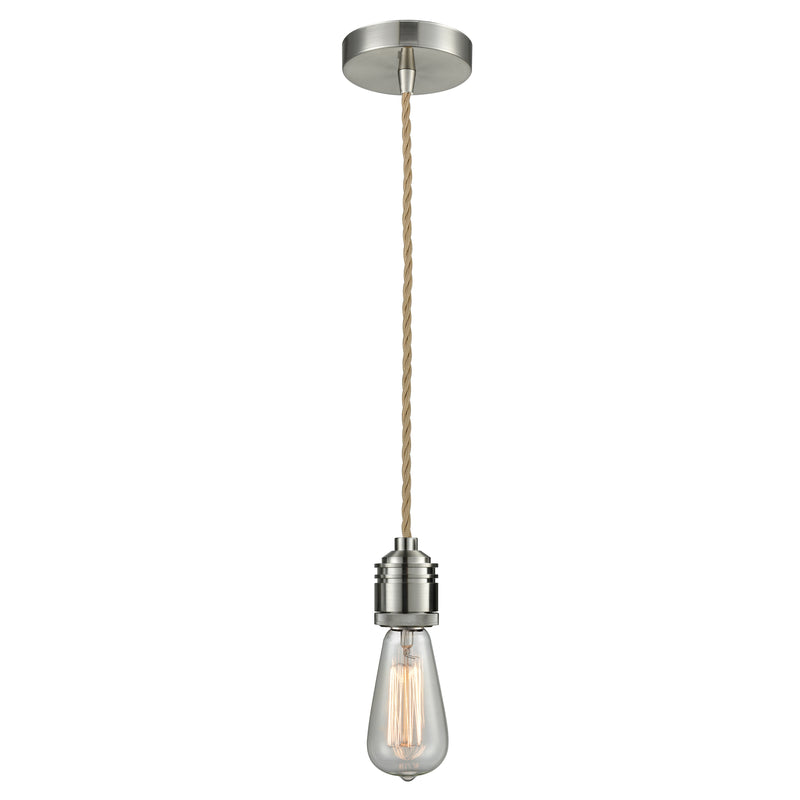 Bare Bulb Mini Pendant shown in the Satin Nickel finish