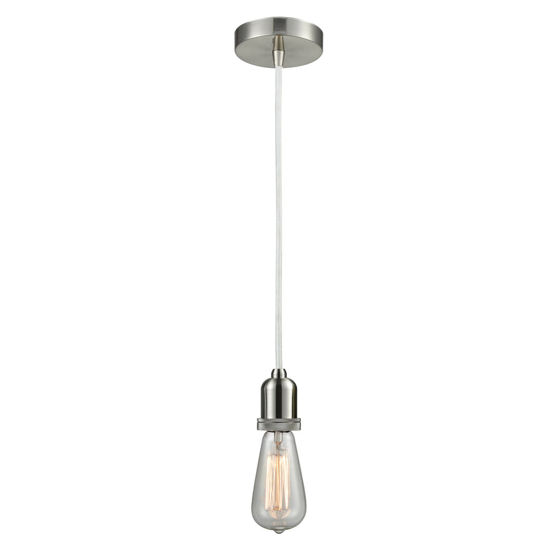 Bare Bulb Mini Pendant shown in the Satin Nickel finish