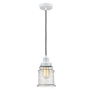 Canton Mini Pendant shown in the White finish with a Seedy shade