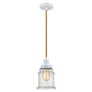 Canton Mini Pendant shown in the White finish with a Seedy shade