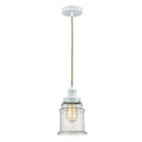 Canton Mini Pendant shown in the White finish with a Seedy shade