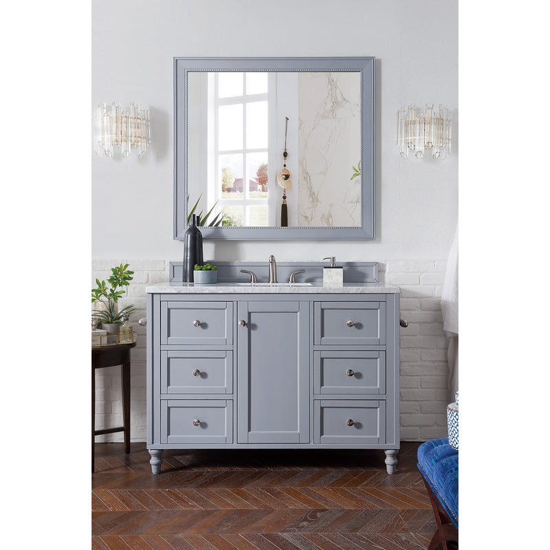 James Martin Copper Cove Encore 48" Single Vanity Silver Gray with 3 cm Carrara Marble Top 301-V48-SL-3CAR