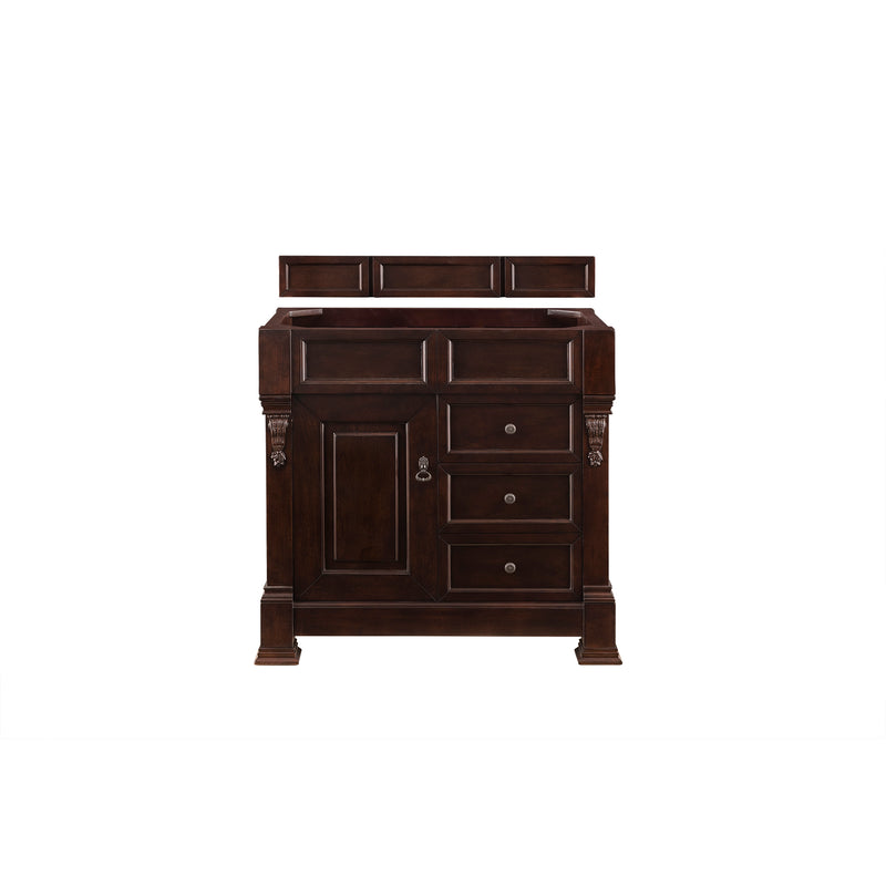 James Martin Brookfield 36" Burnished Mahogany Single Vanity with 3 cm Galala Beige Top 147-114-5566-3OGLB