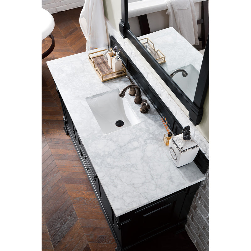 James Martin Brookfield 60" Antique Black Single Vanity with 3 cm Carrara Marble Top 147-114-5331-3CAR