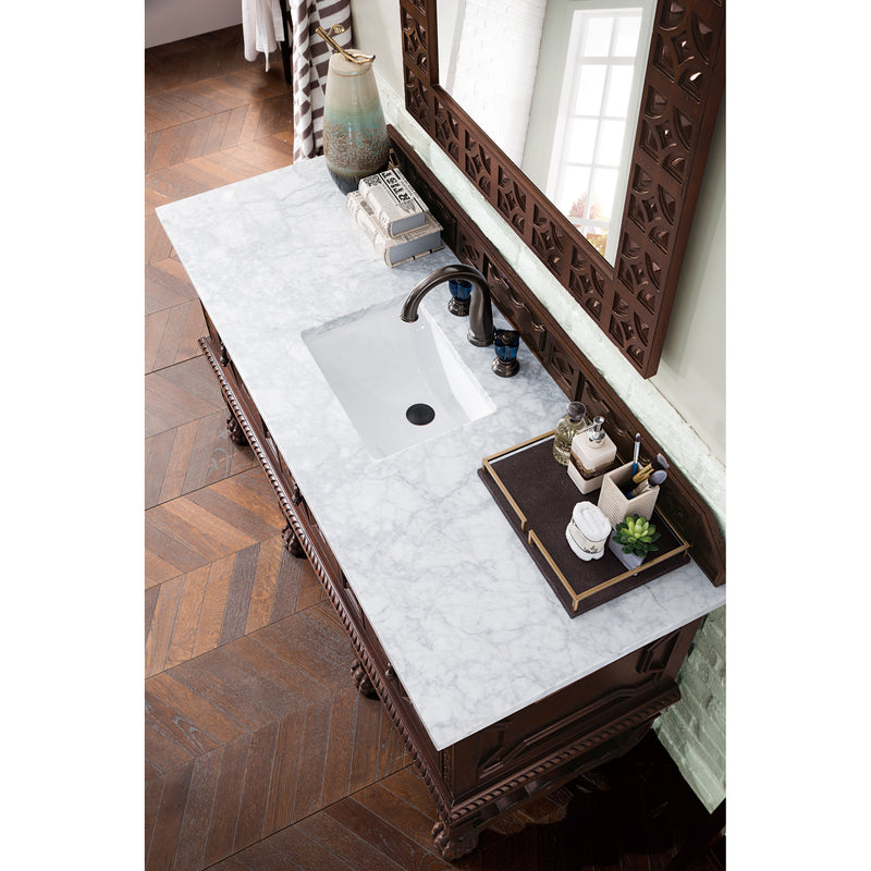 James Martin Balmoral 60" Antique Walnut Single Vanity with 3 cm Carrara Marble Top 150-V60S-ANW-3CAR