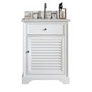 James Martin Savannah 26" Bright White Single Vanity with 3 cm Carrara Marble Top 238-104-V26-BW-3CAR