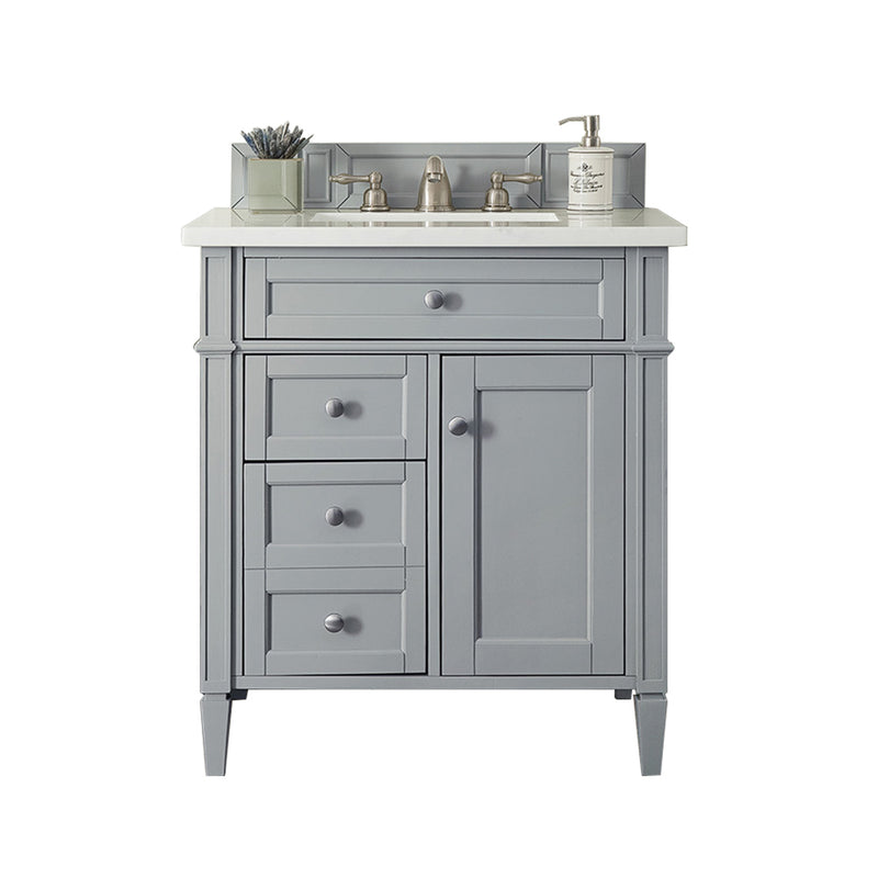 James Martin Brittany 30" Single Vanity Urban Gray with 3 cm Eternal Jasmine Pearl Quartz Top 650-V30-UGR-3EJP