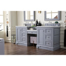 James Martin De Soto 82" Double Vanity Set Silver Gray with Makeup Table 3 cm Classic White Quartz Top 825-V82-SL-DU-CLW