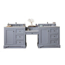 James Martin De Soto 94" Double Vanity Set Silver Gray with Makeup Table 3 cm Arctic Fall Solid Surface Top 825-V94-SL-DU-AF