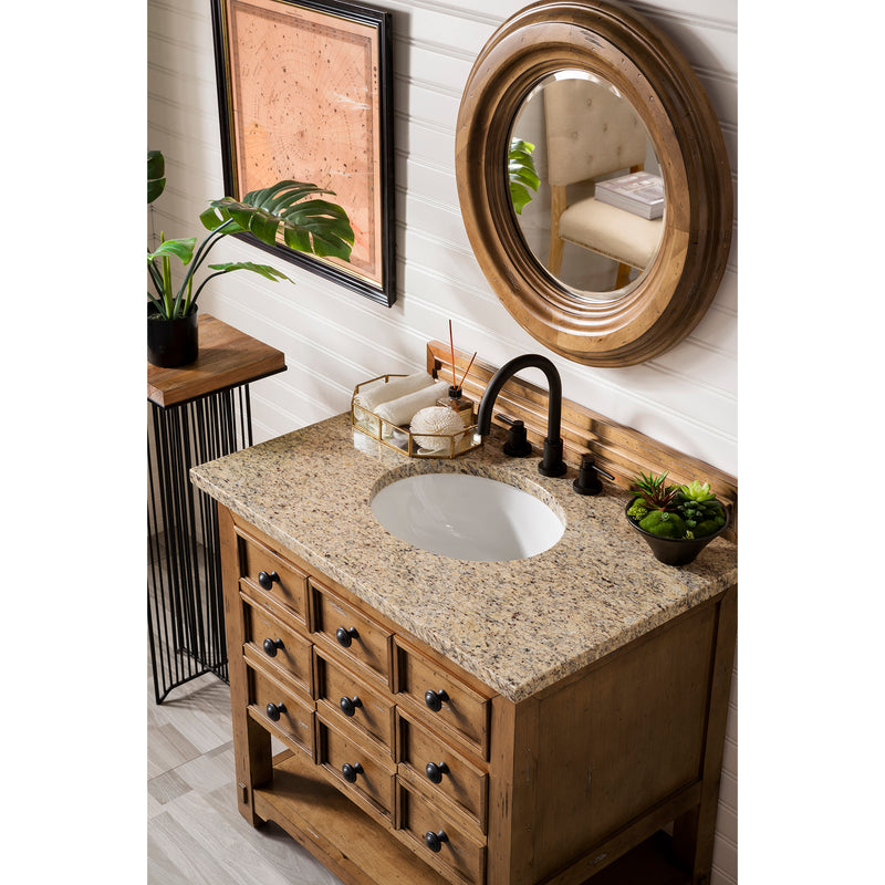 James Martin Malibu 36" Single Vanity Cabinet Honey Alder with 3 cm Santa Cecilia Top 500-V36-HON-3ODSC