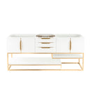 James Martin Columbia 72" Single Vanity Glossy White Radiant Gold 388-V72S-GW-RG