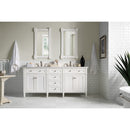 James Martin Brittany 72" Bright White Double Vanity with 3 cm Arctic Fall Solid Surface Top 650-V72-BW-3AF