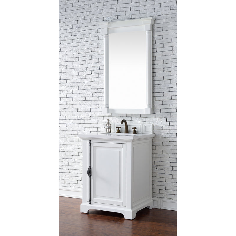 James Martin Providence 26" Single Vanity Cabinet Bright White with 3 cm Classic White Quartz Top 238-105-V26-BW-3CLW